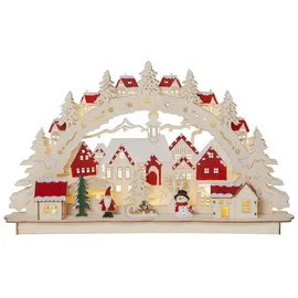 Star Trading Led Schwibbogen Rosenheim Aus Holz Mit Weihnachtsfiguren, Batterien - Timer, Natur, Warmweiß, B 46cm