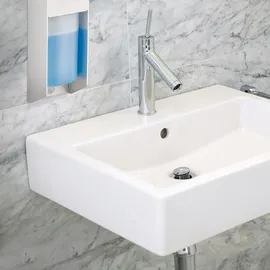 Relaxdays 2 x Eurospender 500 ml, intelligente Handhygiene, Seifenspender, Desinfektionsmittelspender, Bügel-Mechanik, weiß