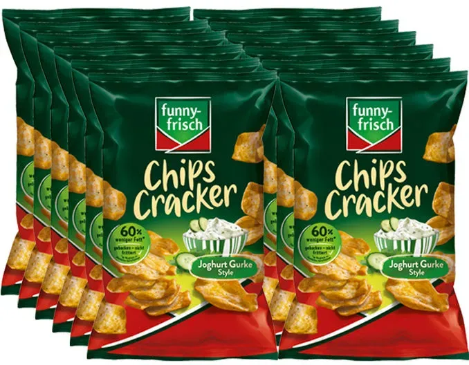 Funny Frisch Chips Cracker Joghurt Gurke Style, 12er Pack