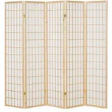 Homestyle4u Paravent Raumteiler 5 teilig Holz Natur Reispapier Weiß Höhe 175 cm | Gr.: onesize