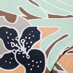 Viskose-Leinen "Blumen", mint/braun