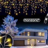 monzana MONZANA® Lichterkette 200 LED Außen Innen 10m Regenlichterkette Lichtervorhang Eisregen Fenster Deko Weihnachten Beleuchtung Warmweiß - Weiß