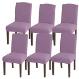 Granbest Hohe Dehnung Stuhlhussen, Universelle Passform Jacquard Esszimmerstühle Bezüge, Abnehmbare Stuhl Protektors für Esszimmer, Küche, Restaurant und Hotel (Set von 6, Purple)