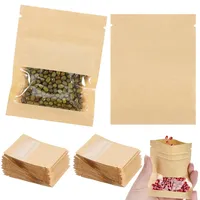 pclapora 100 Stück Samentütchen, Papiertüten Kraftpapier, Mini Papiertüten mit Fenster, Samentüten Reißverschluss, Wiederverschließbare Samen Pakete, für Saatgut Aufbewahrung, Münzen, Keks