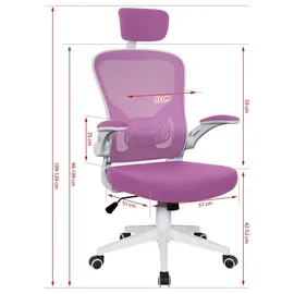 Trisens Bürostuhl mit Kopfstütze rosa/weiß