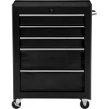 Homcom Werkstattwagen Werkzeugwagen leer abschließbar mit 5 Schubladen, 2 Schlüssel, Antirutschmatten, Werkzeugschrank Schwarz Aosom