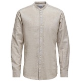 ONLY and SONS ONSCaiden LS SOLID Linen MAO Shirt beige