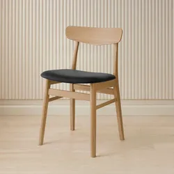 Esszimmerstuhl HAMMEL FURNITURE "Findahl by Hammel Mosbøl", eiche geölt schwarz, B:48cm H:79cm T:46cm, Massivholz, Leder, Stühle, Massivholz, gepolsterte Sitzfläche, versch. Farbvarianten