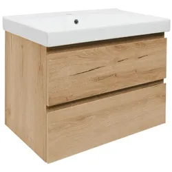 Badezimmerschrank 2 Schubladen mit Waschbecken SAT B-Way 79x50x45 cm Eiche matt BWAY280OAKU1BI