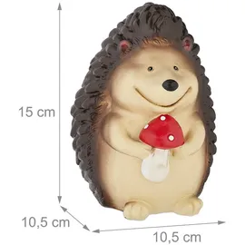 Relaxdays Gartenfigur Igel, wetterfeste Gartendeko, HBT: 15 x 10,5 x 10,5 cm, Herbstdeko-Figur für außen & innen, braun
