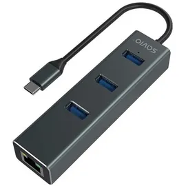 Savio USB-C Hub SAVAK-57 Aluminium 3x USB 3.1 1x RJ45 5Gbps Schwarz/Grau