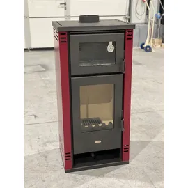 Prity Kaminofen K2 GT F Stahl Schwarz/Abdeckplatte Speckstein Bordeaux