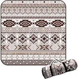 IOPJLK Picknickdecke 200x200 cm, Vintage Grau Muster Wasserdicht Sandfrei Picknick Teppich, XXL Familiengröße Outdoor Decke für Camping Strand Picknick