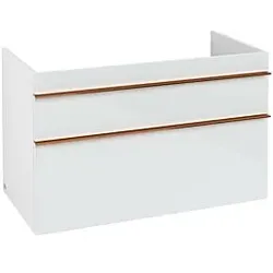 Villeroy und Boch Venticello Waschtisch-Unterschrank A92605RE 95,3 x 59 x 50,2 cm, Becken mittig, Griff Copper, Glass Glossy White