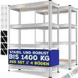 MASKO MASKO® 2er-Set Lagerregal Schwerlastregal, Kellerregal , bis 875 kg belastbar, 5 verstellbare Ablagen, MDF-Platten Regal aus Metall, Steckregal, Werkstattregal, Keller, Garage