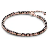 Pandora Timeless Schwarzes Funkelndes Tennisarmband aus 14 Karat Rosévergoldeter Metalllegierung mit künstlichen Kristallen, Timeless Kollektion, 16cm, 581469C02-16
