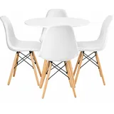 FURNIFY® Essgruppe Runder Tisch ISLA mit 4 Polsterstühlen EIRA Esszimmergruppe
