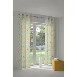 Vorhang ADAM "Balloons" Gr. 4, grün, B:145cm H:245cm, Jacquard, Baumwolle (Bio-Baumwolle), Gardinen, für Kinder
