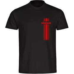 multifanshop Herren T-Shirt - Dänemark - Streifen - Druck rot - Männer