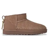 UGG für Damen. 1171538 Klassische Ultra Mini Biarritz Lederstiefeletten Braun (36), Wohnung, Keine, Lässig