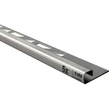tktrading24 5x Quadrat Edelstahlschiene Fliesenprofil Fliesenschiene L250cm 8mm gebürstet