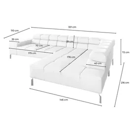 KAWOLA Sofa NELSON hellgrau Recamiere rechts