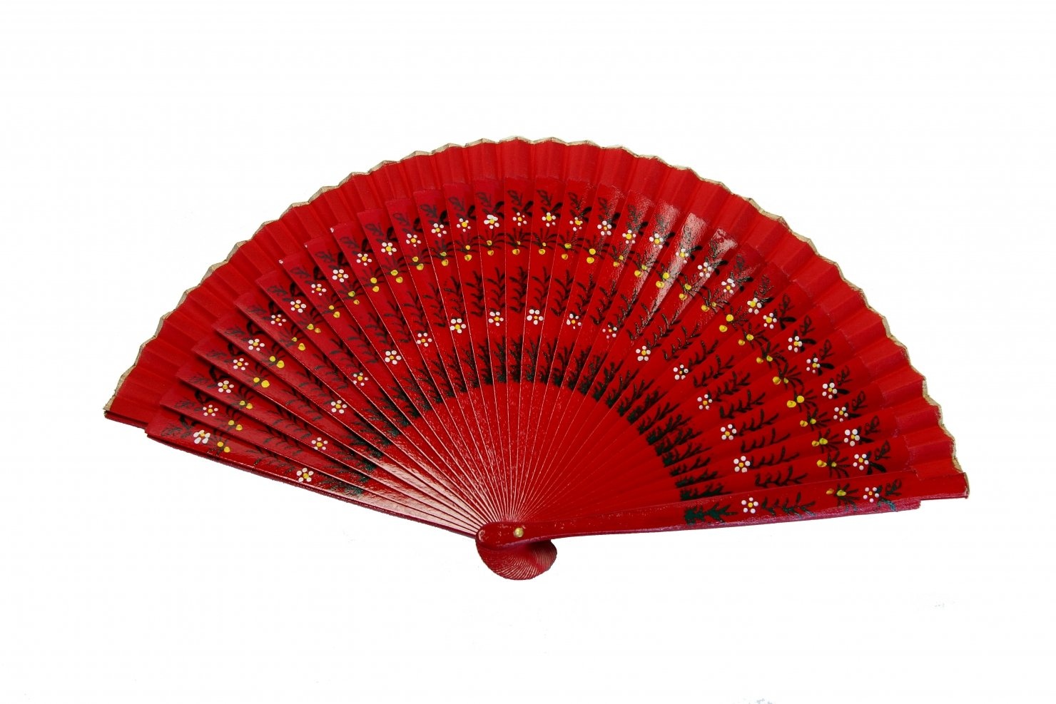 Feng Shui Import Wooden Hand Fan with Cloth on The Edge (Red)