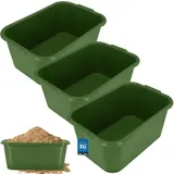 KOTARBAU® 3er Set Mörtelkübel eckig 45 L Grün Kunststoff Mörtelwanne Mörtelkasten Speißkübel Baukübel Baueimer Mörteleimer Speisfass eckig Maurerkübel Pflanzwanne
