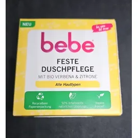 bebe Feste Duschpflege (80 g), seifenfreies & festes Duschgel für alle Hauttypen, feste Dusche mit Bio Verbena Zitrone