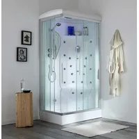 Komplettdusche mit Hydromassage 70x90, rechte Version | Iride - Transparent