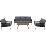 Jardi 4-teilige Aluminium-Sofagarnitur Holz braun