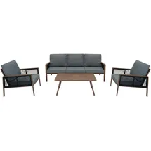 Jardi 4-teilige Aluminium-Sofagarnitur Holz braun