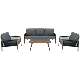 Jardi 4-teilige Aluminium-Sofagarnitur Holz braun