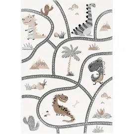 Pergamon Kinder Teppich Maui Kids Dino Straßenteppich Beige 120x170cm