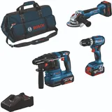 Bosch Professional, Elektrowerkzeug Set, Combo Kit Combo Kit 18V (3): GSB 18V-45 + GWS 18V-10 + GBH 18V-22, - 2x 5.0Ah 1x Li-Ion Akku ProCORE18V 5.5Ah