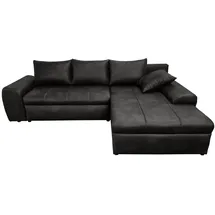luma-home Eckcouch Leder 2-Sitzer Schwarz