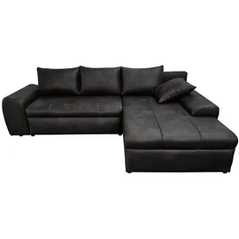 luma-home Eckcouch Leder 2-Sitzer Schwarz