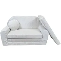 FORTISLINE Kindersofa Kindersofa Rosalia Ausklappbares Sofa aus Cord mit Verlängerung beige