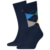 Tommy Hilfiger Socken TH MEN SOCK CHECK 2P (2-Paar, 2 Paar) mit klassischem Argyle-Design blau 39-42