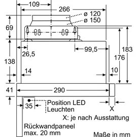 Constructa CD30646 Flachschirmhaube 60 cm Silbermetallic