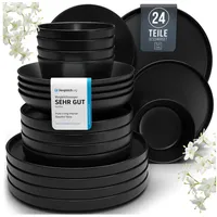 PURE LIVING INTERIOR DESIGN Manhattan Tafelservice 24-tlg. matt schwarz
