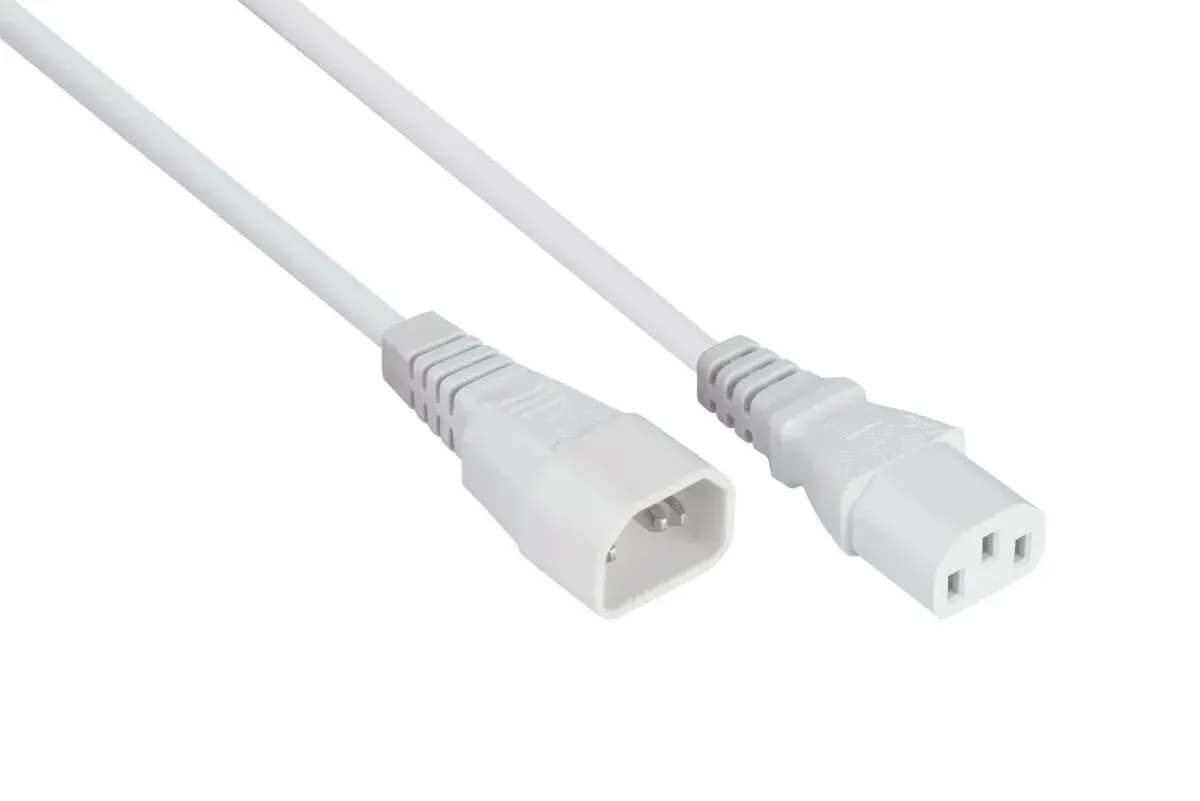 Kabelmeister Kaltgeräteverlängerung Kaltgeräte-Stecker C14 an Kaltgeräte-Buchse C13, weiß, 1,00mm2, 3m