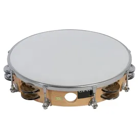 Gewa Tambourin Traditionell mit Schellen, Holzrahmen-Tambourin (stimmbarer Holzrahmen aus Maple, Kunststofffell, 16 Paar Stahlschellen, perfekt für Schulklassen & Percussion-Ensembles) 10 Zoll Single