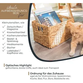 HMF Aufbewahrungskorb faltbar geflochten aus Wasserhyazinthe Seegras 36 x 28 x 20 cm beige