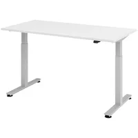 Bümö Schreibtisch weiß 160x80 cm, Gestell: Silber, - Büroschreibtisch