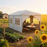 YUENFONG Pavillon 3x6 m Gartenpavillon mit Abnehmbaren Seitenteilen und Dach, Stabiler Pergola Wasserdicht und Wasserdicht, Partyzelt für Garten, Terrasse und Camping, Grau