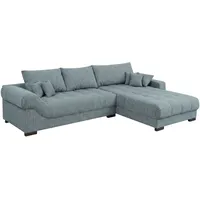 Ecksofa - ice blue - Boxspringfederung - Webstoff