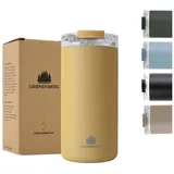 Groenenberg Thermobecher 350 oder 470ml | Kaffeebecher to go 100% Auslaufsicher Hält mind. 4 h warm | Coffee to go Becher aus recyceltem Edelstahl (Mustard, 473 ml)