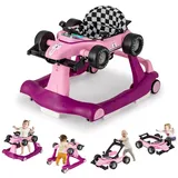 GOPLUS 4 in 1 Baby Lauflernhilfe, Lauflernwagen höhenverstellbar mit Licht & Musik, Baby Walker Autoförmig mit Einstellbarer Geschwindigkeit, Gehfrei für Kinder ab 6 Monaten (Violett)