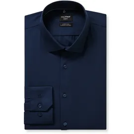 Olymp Businesshemd OLYMP No. Six super slim", Herren, Gr. 39, N-Gr, blau (marine), 64% Baumwolle, 27% Polyester, 9% Elasthan, Hemden,